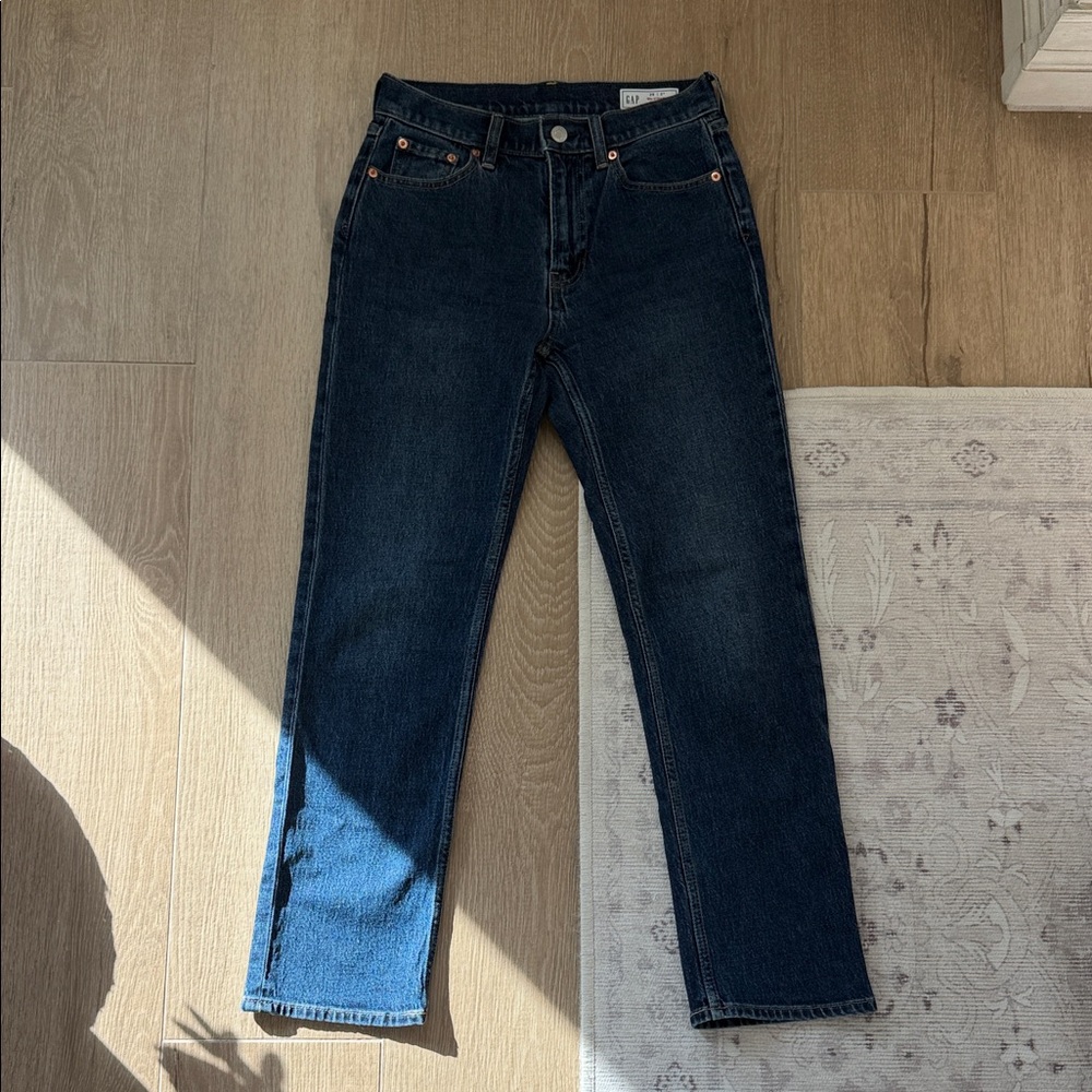 GAP 90s Straight-Leg  High Rise Jeans in Dark Blue